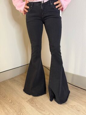 We The Free Emre Flare Low-Rise Bell Bottom Jeans in Black Orchid